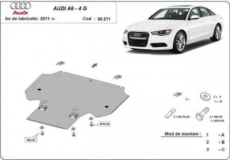 Scuturi metalice - Scut metalic cutie de viteze Audi A6 dupa 2011