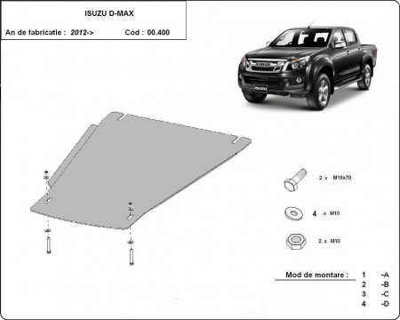 Scut motor Isuzu D-Max - Scut metalic cutie de viteze Isuzu D-Max 2012 - 2019