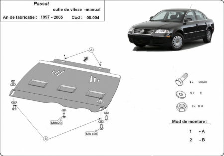 Scut Metalic Cutie de Viteze Manuală VW Passat 1997-2005 Protecție Profesională Transmisie Oțel 2mm Karmaster