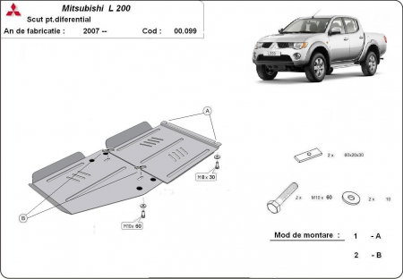 Scut metalic grosime 3mm pentru cutia de viteze si diferential Mitsubishi L200 2007-2015