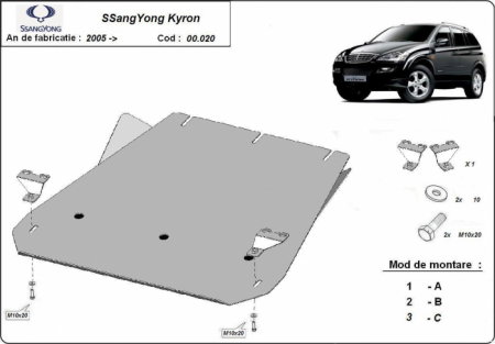 Scut Metalic Cutie Viteze SsangYong Kyron 2005-2014 Otel 2.5mm Karmaster 00.020