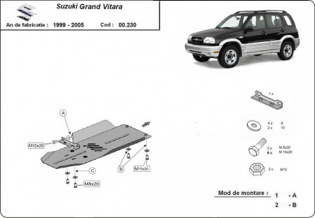 Scuturi metalice - Scut Metalic Cutie de Viteze Oțel 3mm Suzuki Grand Vitara (1999 - 2005) – Protecție Transmisie Cod 00.230