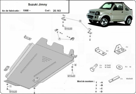 Scut Metalic Cutie de Viteze Suzuki Jimny (1998-2018) – Oțel 3mm, Protecție Off-Road – Karmaster.ro