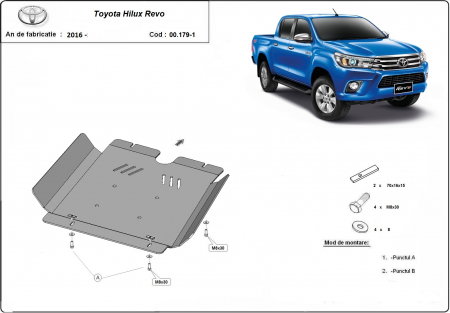 Scut Metalic Protecție Cutie de Viteze Toyota Hilux Revo 2016-2026 - Oțel 3 milimetri Karmaster