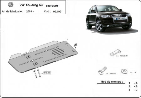 Scut motor Vw - Scut Metalic Cutie de Viteze VW Touareg (2003 - 2006) – Protecție Profesională 3mm