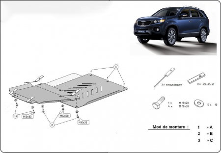 Scut motor Kia Sorento - Scut metalic diferential si cutie de viteza Kia Sorento 2006