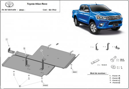 Scut Aluminiu 5mm Reductor Toyota Hilux Revo 2016-2026 - Protecție 5mm