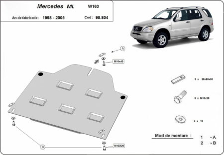 Scut motor Mercedes ML - Scut metalic diferential spate Mercedes ML W163 1998-2005