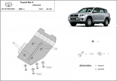 Scut metalic protecție diferențial spate Toyota RAV 4 (2006 - 2013) – Oțel 3mm [0]