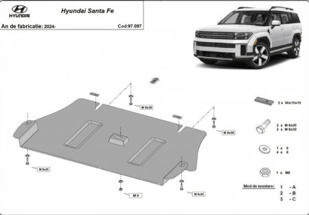 Scut metalic catalizator oțel 2mm Hyundai Santa Fe 2024+ [0]