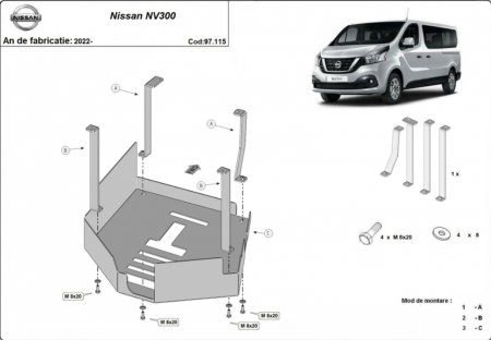 Scut Metalic Anti-Furt Catalizator Nissan NV300 (2022+) [0]