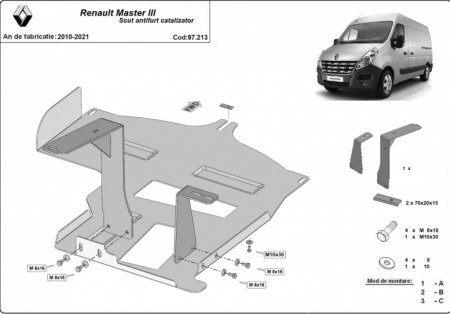 Scuturi metalice - Scut metalic catalizator Renault Master 2010-2021