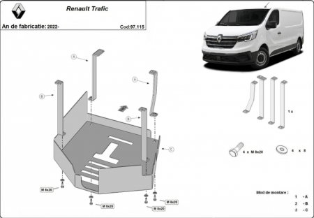 Scuturi metalice - Scut Metalic Catalizator Oțel 2mm Renault Trafic (2022+)