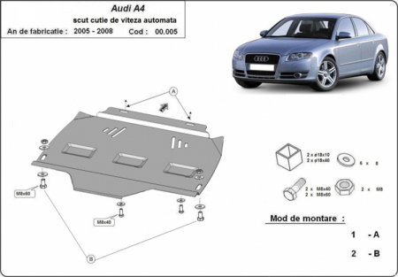 Scuturi metalice - Scut metalic cutie de viteze automata Audi A4 B7 2005 - 2008