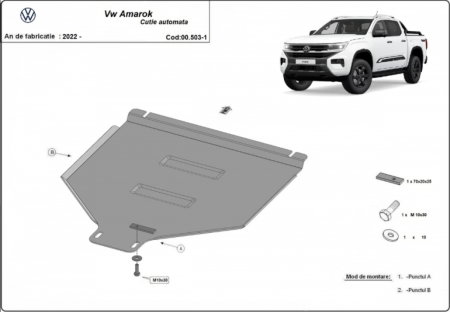 Scut metalic cutie de viteze automată VW Amarok (2022 - 2026) - Oțel 3mm - Karmaster