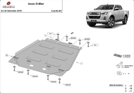 Scut motor Isuzu D-Max - Scut metalic cutie de viteze Isuzu D-Max 2019 - prezent