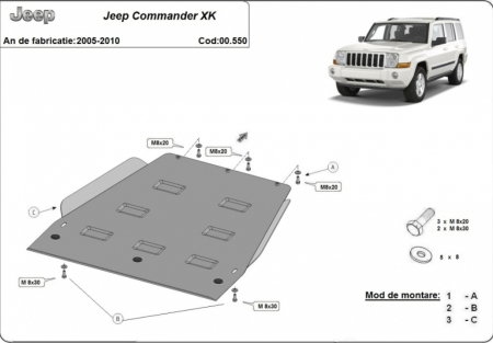 Scut metalic cutie de viteze oțel 2mm Jeep Commander 2005 - 2010 [0]