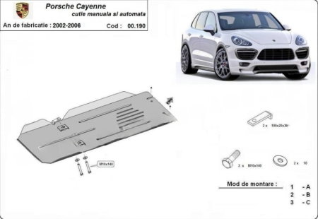 Scut metalic cutie viteze Porsche Cayenne 2002-2006, oțel 3mm, cod 00.190 - Karmaster.ro