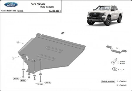 Scut motor Ford Ranger - Scut metalic cutie de viteze manuala Ford Ranger 2023 - prezent