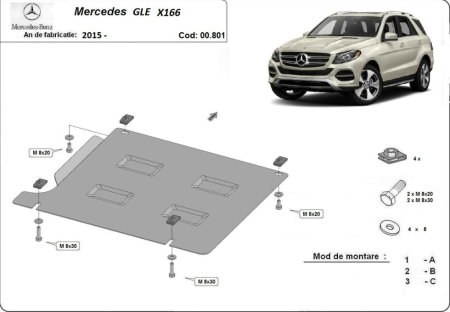 Scut motor Mercedes GLE - Scut-Metalic-Otel-2mm-Cutie-Viteze-Mercedes-GLE-X166-Karmaster-00.801