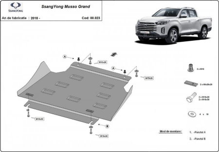 Scut Metalic Cutie Viteze SsangYong Musso Grand 2018-2026 Otel 2mm Karmaster 00.023