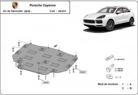 Scut Metalic Cutie de Viteze Porsche Cayenne (2018 - 2025) - Oțel 2mm