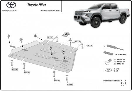 Scut Metalic Cutie de Viteze Toyota Hilux 2026+