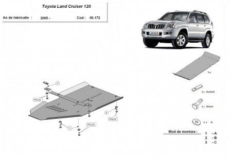 Scut Metalic Cutie Viteze Oțel 2.5mm Toyota Land Cruiser J120 2002-2009 - Protecție Transmisie [0]