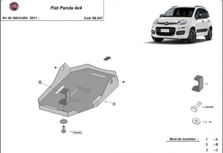 Scut motor Fiat Panda - Scut metalic diferential Fiat Panda 4x4 2011 - prezent