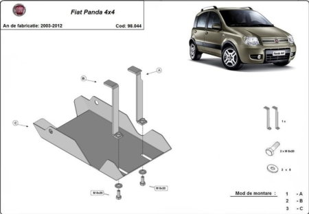 Scut motor Fiat Panda - Scut metalic diferential Fiat Panda 4x4 2003 - 2012