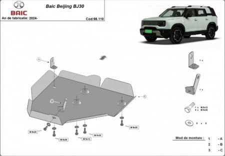 Scuturi metalice - Scut metalic diferential spate otel 2mm Baic Beijing BJ30 (2024 - 2026) - Karmaster.ro