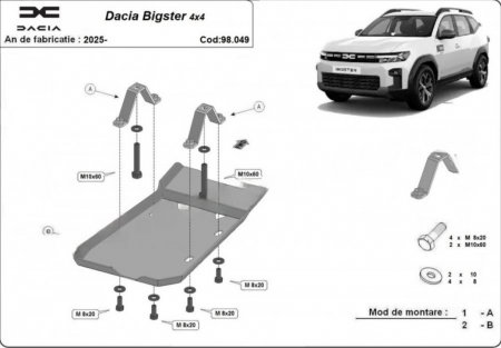Scut motor Dacia Bigster - Scut metalic diferential spate Dacia Bigster 2025 - prezent