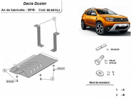 Scut motor Dacia Duster - Scut metalic diferential spate Dacia Duster 4x4 dupa 2014