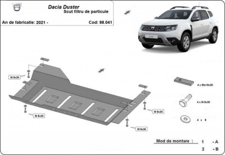 Scut motor Dacia Duster - Scut metalic filtru particule Dacia Duster dupa 2021