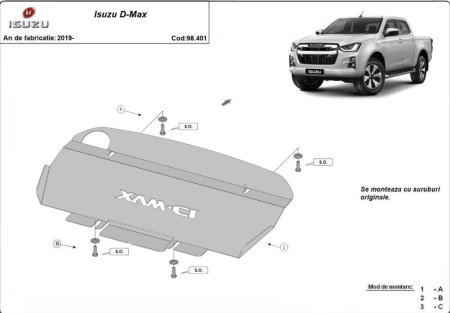 Scut motor Isuzu D-Max - Scut metalic radiator Isuzu D-Max 2019 - prezent