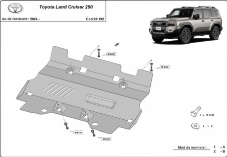 Scut Metalic Radiator Oțel 3mm Toyota Land Cruiser J250 2024-2026 - Protecție Frontală Premium