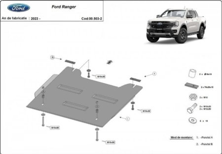 Scut motor Ford Ranger - Scut metalic reducator Ford Ranger 2023 - prezent