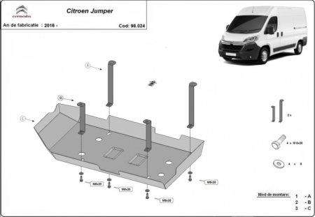 Scuturi metalice - Scut metalic rezervor AdBlue oțel 2mm Citroen Jumper 2016+