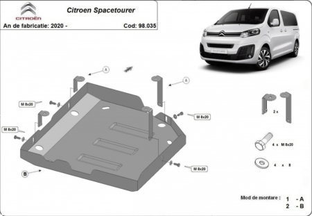 Scut metalic oțel 2mm rezervor AdBlue Citroen Spacetourer după 2020