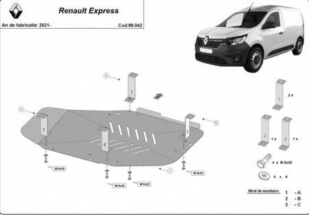 Scuturi metalice - Scut metalic rezervor Renault Express 2021+