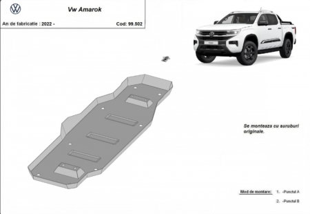Scut metalic rezervor VW Amarok (2022 - 2026) - Capacitate 70L - Oțel 2mm - Karmaster