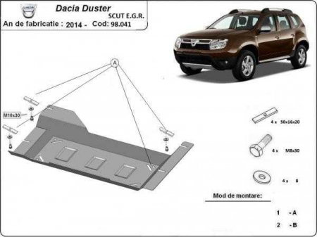 Scut motor Dacia Duster - Scut metalic Sistem Stop&GO, clapeta EGR Dacia Duster dupa 2018
