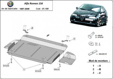 Scut motor metalic Alfa Romeo 156 1997-2003