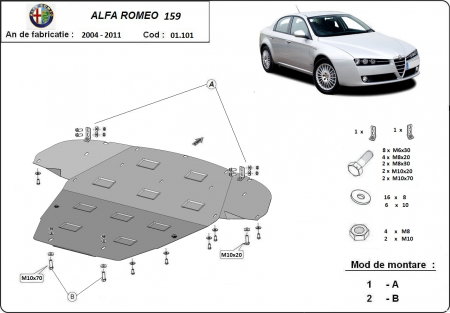 Scut motor metalic Alfa Romeo 159 2004-2011