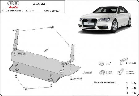 Scut motor Audi A4 - Scut motor metalic Audi A4 B9 dupa 2015