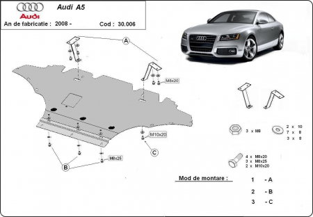 Scut motor metalic Audi A5 benzina dupa 2008
