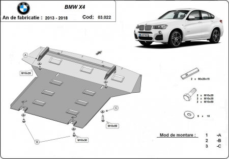 Scut motor BMW X4 - Scut motor metalic BMW X4 2013-2018