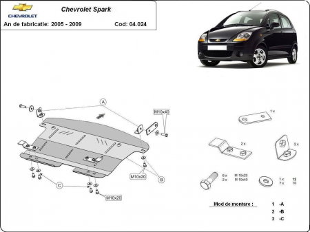 Scut motor Chevrolet - Scut motor metalic Chevrolet Spark dupa 2005