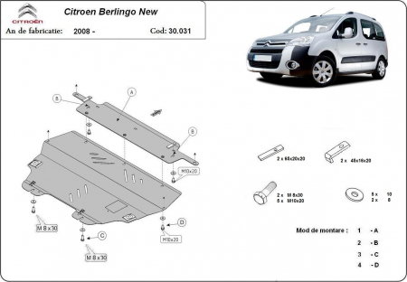 Scut motor Citroen Berlingo - Scut motor metalic Citroen Berlingo dupa 2008