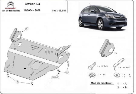 Scut motor metalic Citroen C4 2004-2008 otel 2mm cod 05.031 Karmaster